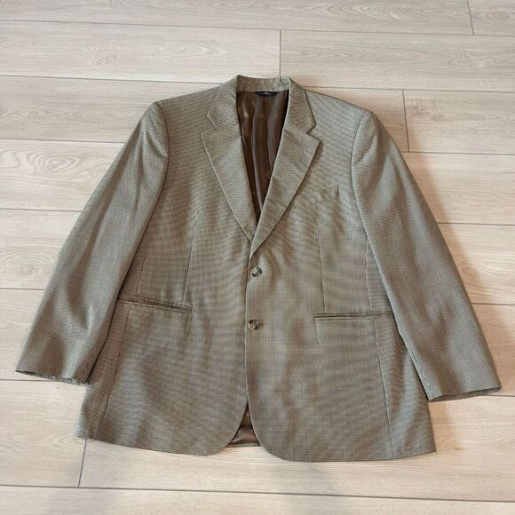 Brooks Brothers 346 Mens Blazer Wool Cashmere Blend 44R Gingham‎ Prom Formal - Picture 1 of 9